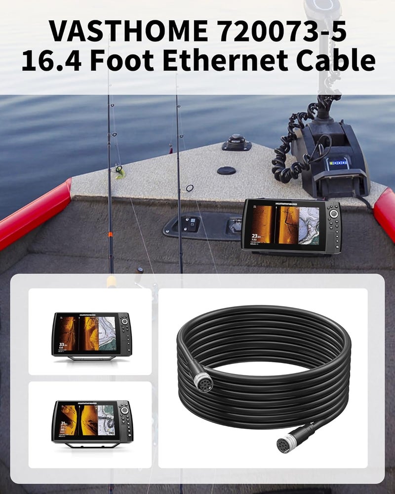 VASTHOME for Humminbird 720073-5 AS EC 15E - 16.4FT Ethernet Cable, Fit with Helix 15, 12, 10, 9, 8, 7, APEX 19, 16, 13, Xplore 12, 10, 9, Solix (15, 12, 10) G3, Onix, Ion, and 11, 9, 8, 7xxci Models - Image 4